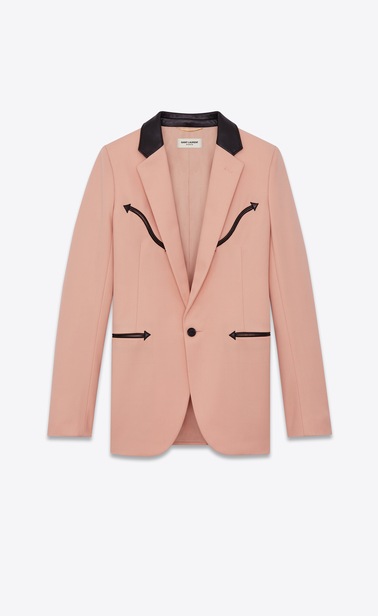 Grain de poudre jacket with Western-style detailing and leather collar